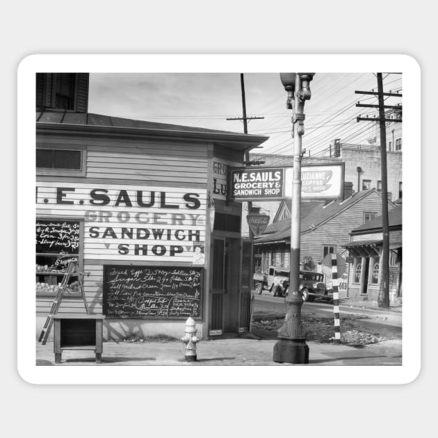 Grocery and Sandwich Shop, 1934. Vintage Photo Sticker by historyphoto